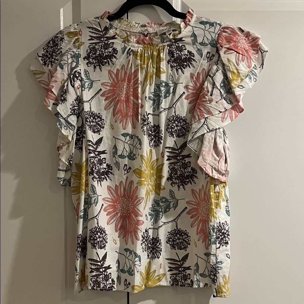 Aura Multicolor Floral Ruffle Blouse